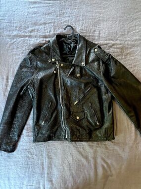 Vintage Black Leather Moto Jacket